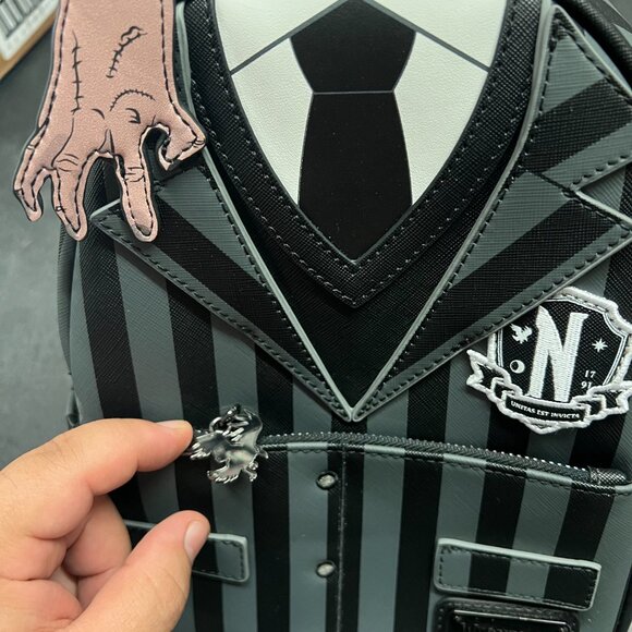 Loungefly Wednesday Addams Nevermore Cosplay Mini Backpack NWT - Picture 8 of 9